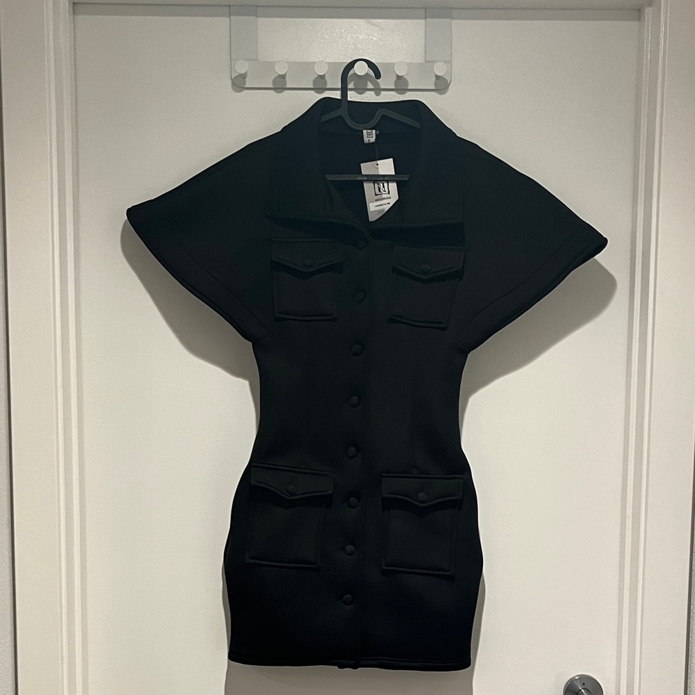 Elegant Black Button-Up Mini Dress